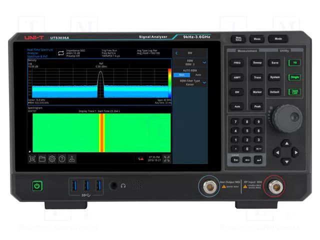 Spectrum analyzer; 9kHz÷3.6GHz; Resolution: 1Hz; 378x218x120mm UNI-T UTS3036A