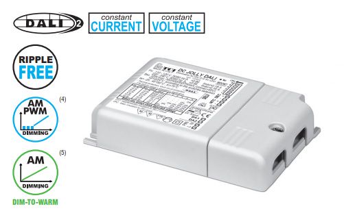 32W CC+CV LED supply 3-48V 250-700mA DIP-SWITCH, 12V 0.9A, 24V 0.83A, DALI2, AM/PWM, TCI 125424