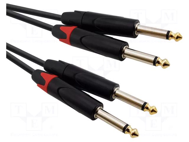 Cable; Jack 6,3mm plug x2,both sides; 3m; black; PVC REDS MUSIC AU1330BX