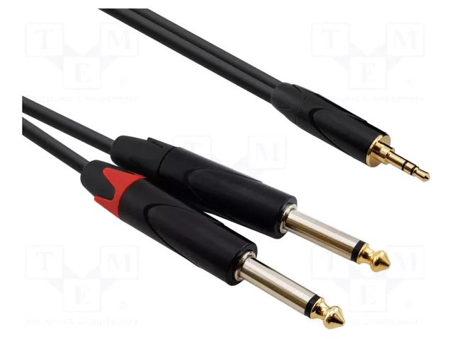 Cable; Jack 3.5mm plug,Jack 6,3mm plug x2; 1.5m; black; PVC REDS MUSIC AU1715BX