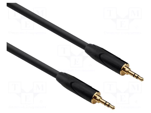 Cable; Jack 3.5mm plug,both sides; 5m; black; Øcable: 6mm; PVC REDS MUSIC AU1950BX