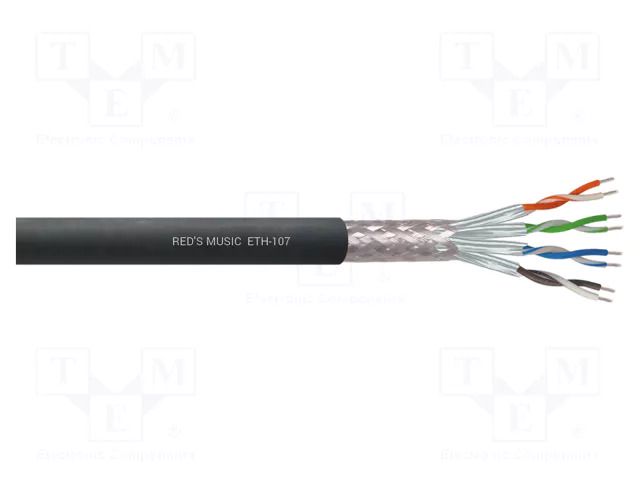 Wire; S/FTP; 7; stranded; Cu; PVC; black; 500m; Øcable: 7.6mm REDS MUSIC ETH-107/500