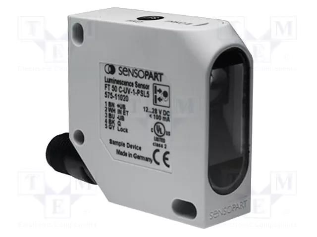 Sensor: luminescence; Range: 5÷50mm; PNP / NO; diffuse-reflective Sensopart FT50C-UV-1-PSL5