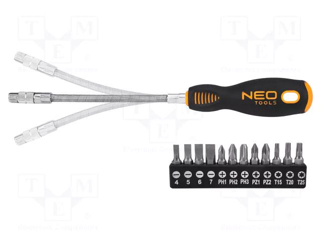 Kit: screwdriver bits; Phillips,Pozidriv®,slot,Torx®; flexible NEO TOOLS NEO-04-215