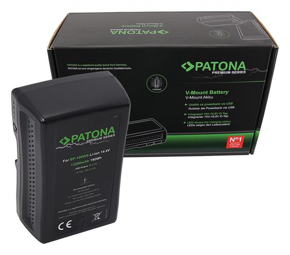 PATONA Premium Battery V-Mount 190Wh f. Sony BP190WS DSR 250P 600P 650P 652P, PATONA 1255 4055655174619