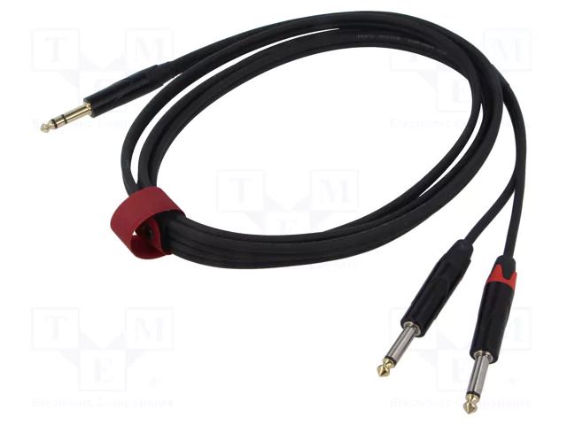 Cable; Jack 6,3mm plug,Jack 6,3mm plug x2; 3m; black; PVC REDS MUSIC AU1230BX
