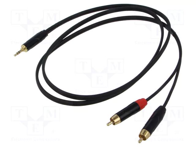 Cable; Jack 3.5mm plug,RCA plug x2; 1.5m; black; PVC REDS MUSIC AU1615BX