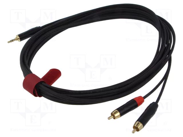 Cable; Jack 3.5mm plug,RCA plug x2; 5m; black; PVC REDS MUSIC AU1650BX