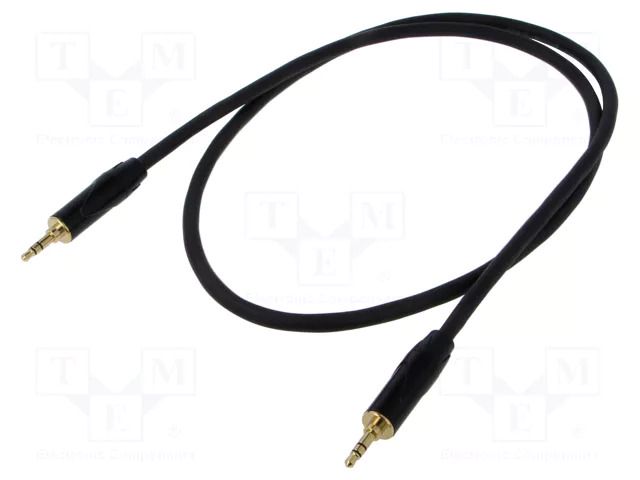 Cable; Jack 3.5mm plug,both sides; 1m; black; Øcable: 6mm; PVC REDS MUSIC AU1910BX