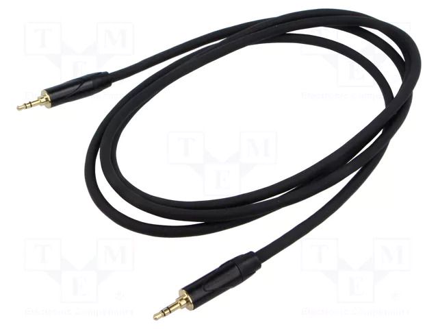 Cable; Jack 3.5mm plug,both sides; 2m; black; Øcable: 6mm; PVC REDS MUSIC AU1920BX