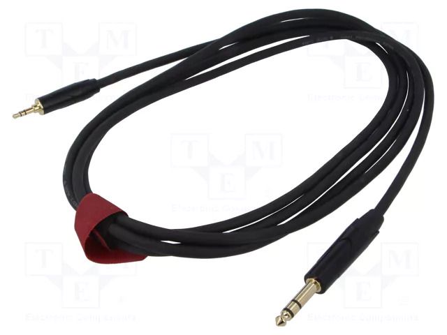 Cable; Jack 3.5mm plug,Jack 6,3mm plug; 3m; black; Øcable: 6mm REDS MUSIC AU2030BX
