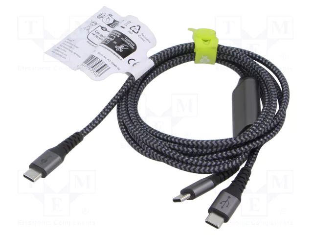 Cable; USB 2.0; USB C plug,USB C plug x2; 1.5m; black,silver; PVC GOOBAY GOOBAY-75739