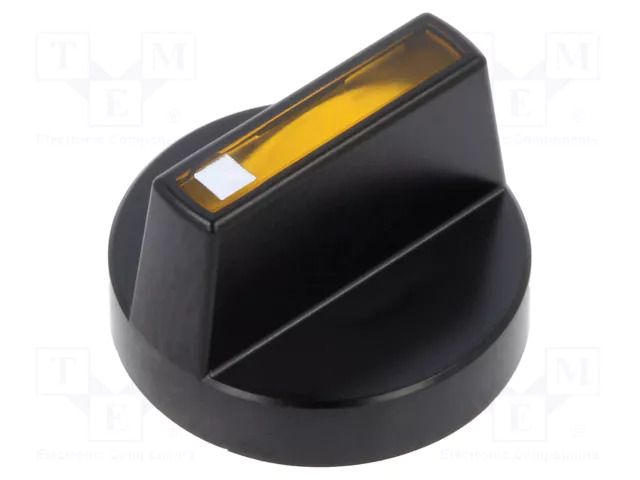 Knob; Actuator colour: yellow; plastic; Ø18mm; Body: black EAO 52-928.40