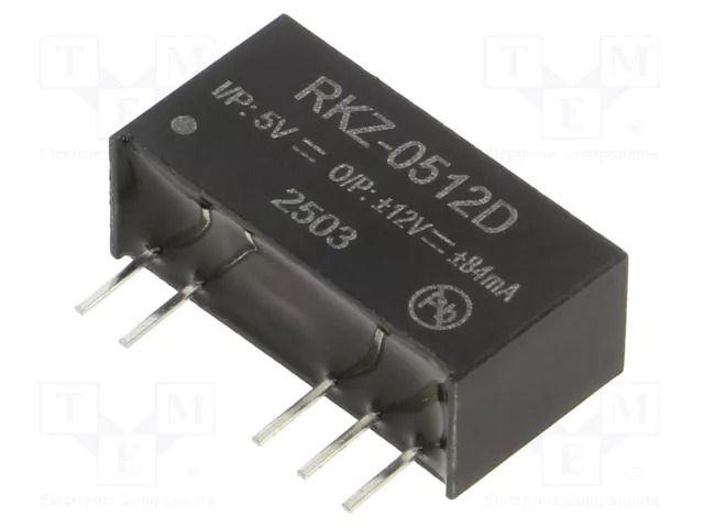 Converter: DC/DC; 2W; Uin: 4.5÷5.5VDC; Uout: 12VDC; Uout2: -12VDC RECOM RKZ-0512D