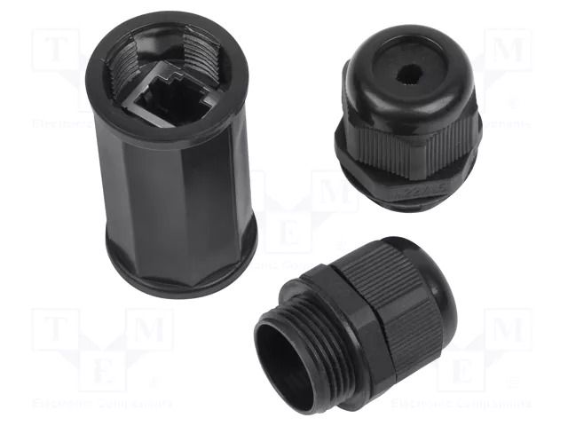 RJ 45 coupler; black; Cat: 6; RJ45 socket,both sides; IP67 LANBERG AD-RJ45-OS6-IP67