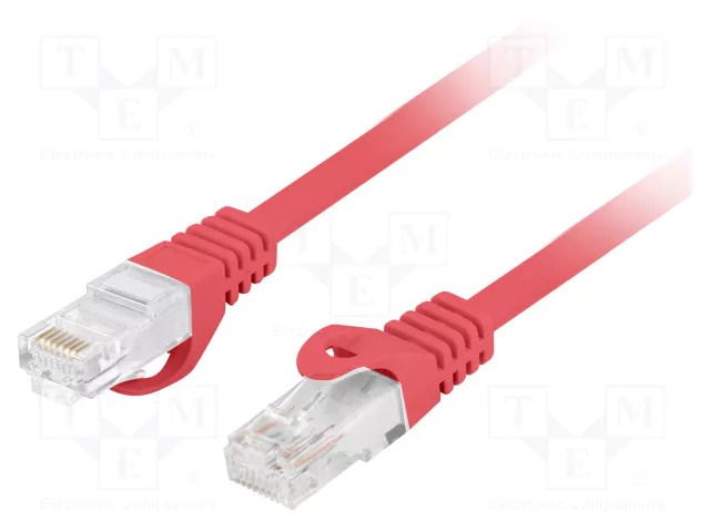 Patch cord; RJ45 plug,both sides; U/UTP; 6; stranded; Cu; LSZH; red LANBERG PCU6-10CU-0500-R