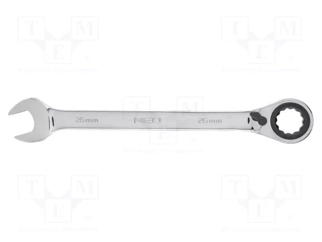 Wrench; combination spanner,with ratchet; 26mm; with switch NEO TOOLS NEO-09-338