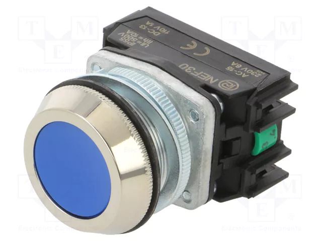 Switch: push-button; 30mm; Stabl.pos: 1; NO x2; blue; IP55; NEF30 PROMET NEF30-K2XN