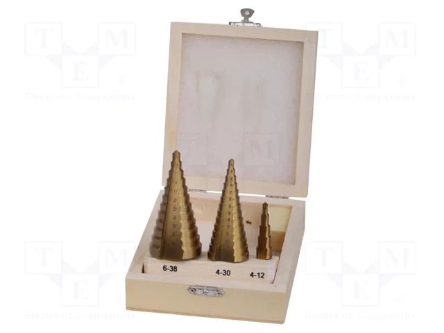 Drill set; for metal,step; thin tinware,metal,steel; 3pcs. PROLINE PRE-77803
