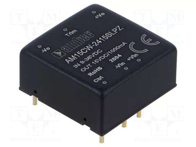 Converter: DC/DC; 15W; Uin: 9÷36VDC; Uout: 15VDC; Iin: 687mA; Iout: 1A AIMTEC AM15CW-2415SLPZ