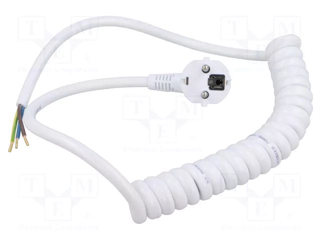 Cable; 3x1.5mm2; CEE 7/7 (E/F) plug angled,wires; PUR; coiled SIMECH WTT00013B