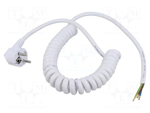 Cable; 3x1.5mm2; CEE 7/7 (E/F) plug angled,wires; PUR; coiled SIMECH WTT00014B