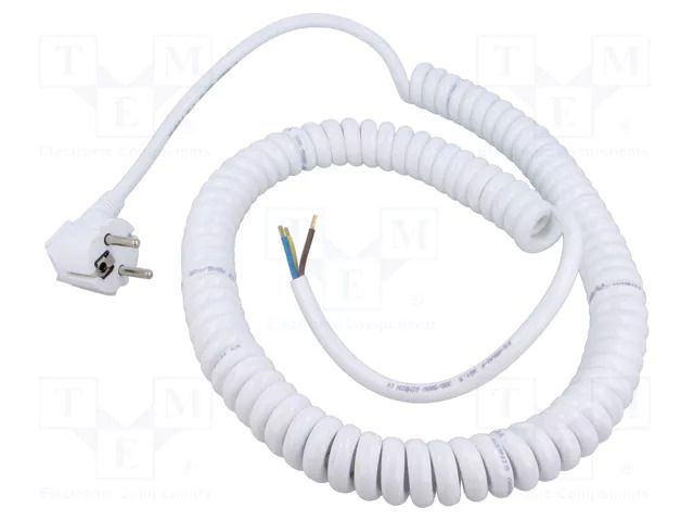 Cable; 3x1.5mm2; CEE 7/7 (E/F) plug angled,wires; PUR; coiled SIMECH WTT00016B