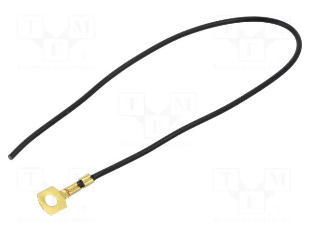 Cable with crimped terminals; H05V-K; 0.5mm2; black; 250mm; ring CHEVAL M4-050BK025