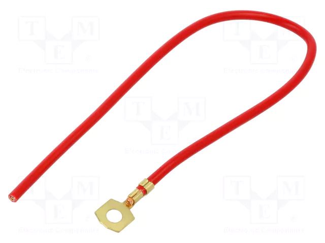 Cable with crimped terminals; H07V-K; 4mm2; red; 250mm; ring CHEVAL M5-400RD025
