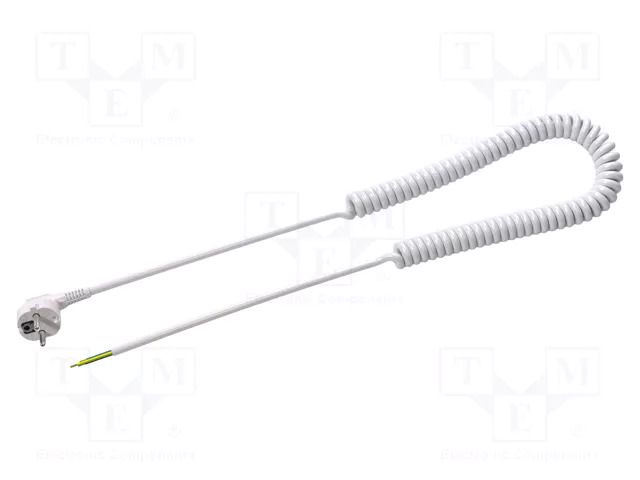 Cable; 3G1.5mm2; CEE 7/7 (E/F) plug angled,wires; PUR; coiled SIMECH WTT00013B