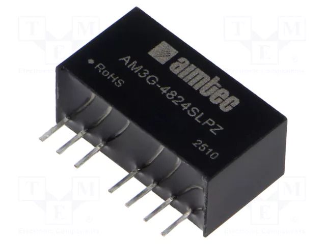 Converter: DC/DC; 3W; Uin: 36÷75VDC; Uout: 24VDC; Iin: 78mA; SIP8; THT AIMTEC AM3G-4824SLPZ