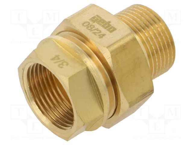 Splice terminal: double connector; brass CW617N; Thread: G 3/4" GEBO 341-5BL
