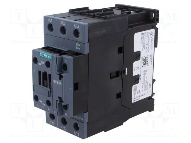 Contactor: 3-pole; NO x3; Auxiliary contacts: NO + NC; 110VAC; 80A SIEMENS 3RT2038-1AF00
