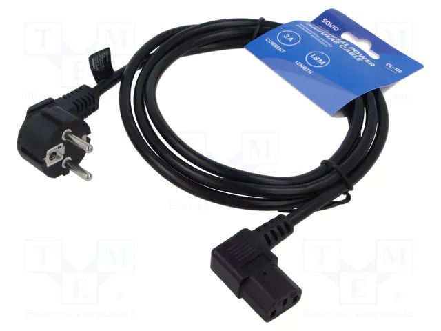 Cable; 3x0.75mm2; PVC; 1.8m; black; 3A; 250V SAVIO SAVKABELCL-116