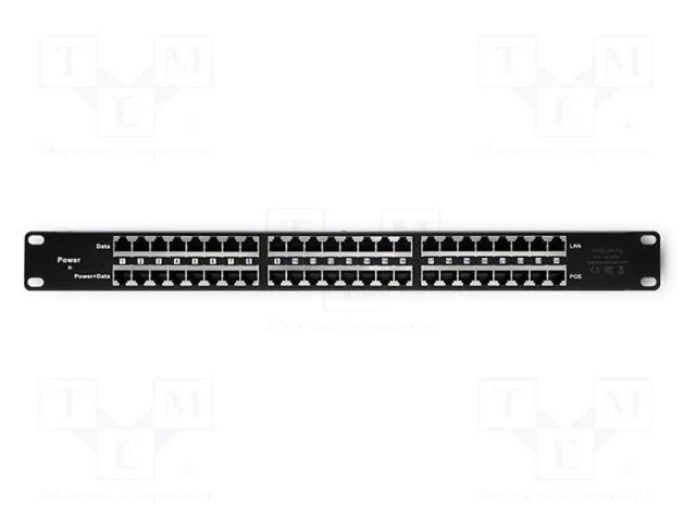 Patch panel; black; Number of ports: 24; RJ45 socket x24; RACK QOLTEC QOLTEC-54477