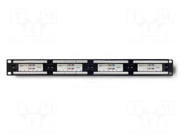 Patch panel; black; Number of ports: 24; Cat: 6; RJ45 socket x24 QOLTEC QOLTEC-54474
