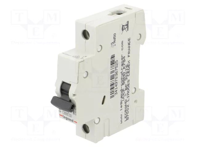Circuit breaker; 230VAC; Inom: 16A; Poles: 1; Charact: C; 6kA; IP20 LEGRAND 419202