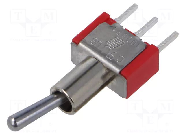 Switch: toggle; Pos: 2; SPDT; ON-ON; 2A/250VAC; 5A/28VDC; 100; THT E-SWITCH 100SP1T1B2M2QE
