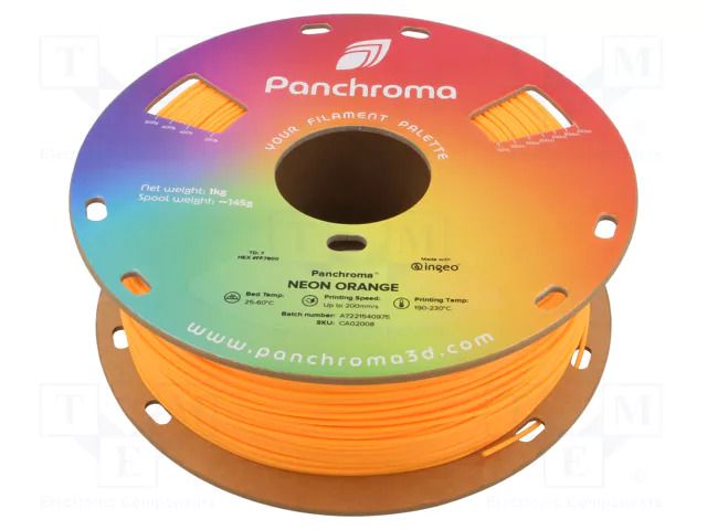 Filament: PLA; 1.75mm; neon orange; 190÷230°C; 1kg; Panchroma™ POLYMAKER CA02008