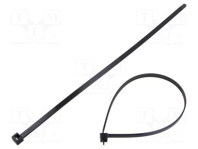 Cable tie; L: 387mm; W: 7.6mm; black; polyamide; 535N; Ømax: 105mm HELLERMANNTYTON T120R-PA66UV-BK
