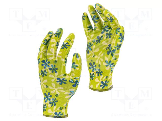 Protective gloves; Size: 9; green; nitryl,polyester; women's; tag LAHTI PRO LAHTI-L220409K