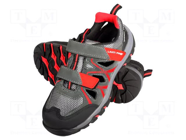 Sandals; Size: 46; grey-red; knitwear,chamois; slip LAHTI PRO LAHTI-L3060346