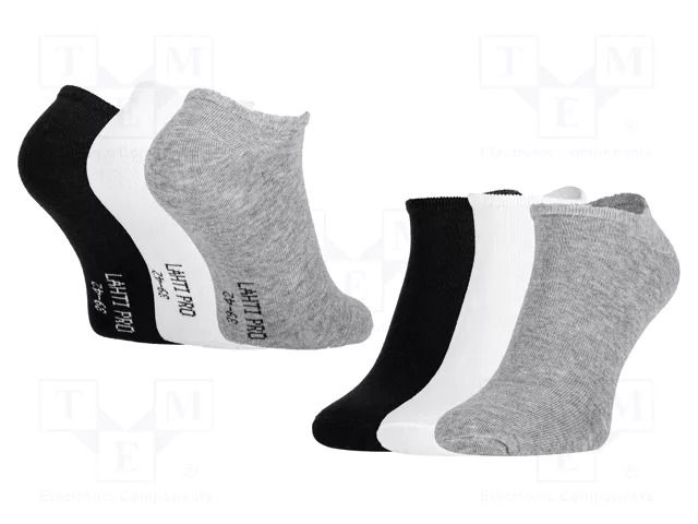 Work socks; Size: 39-42; white,black,grey; thin,short; 3pcs. LAHTI PRO LAHTI-L3090939