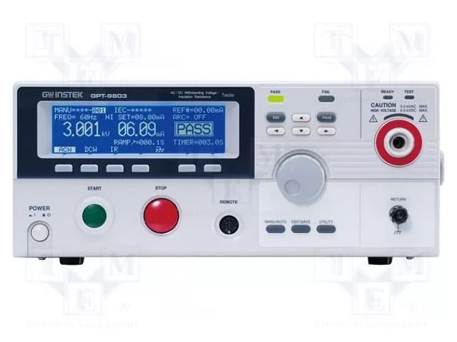 Safety tester; 1÷2000MΩ,9500MΩ; Utest: 0.1÷5kVAC,0.1÷6kVDC; 50W GW INSTEK GPT-9803