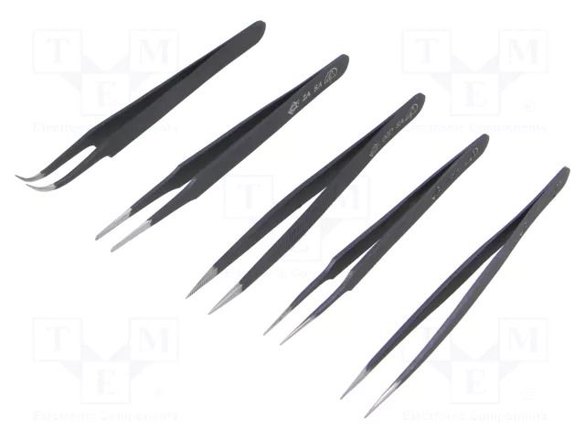 Tweezers-set; universal; ESD; 5pcs. PIERGIACOMI PG-K5-T1D