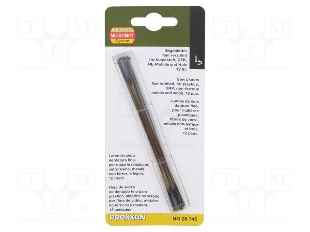 Hacksaw blade-set; metal; 127mm; 25teeth/inch; 12pcs. PROXXON PR28745