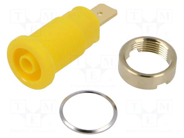Connector: 4mm banana; socket; 1kV; 32A; yellow; gold-plated; 33mm HIRSCHMANN T&M SEB2620F6.3GE