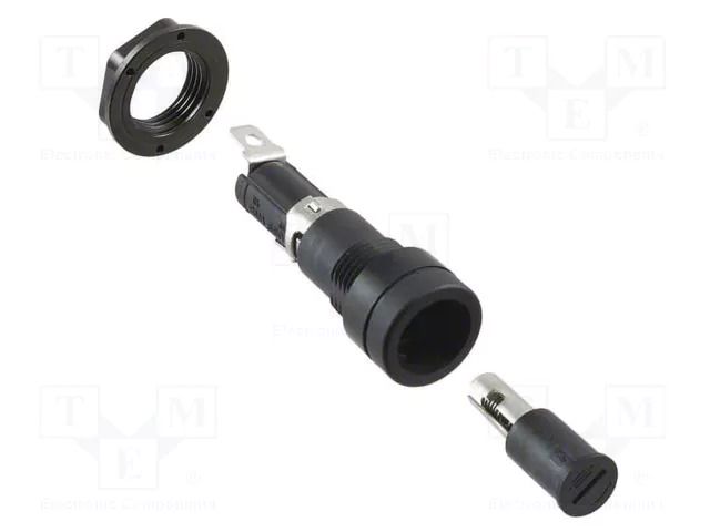 Fuse holder with cover; 16A; on panel; black; HTB; 250VAC; UL94V-0 EATON/BUSSMANN BK-HTB-52M-R