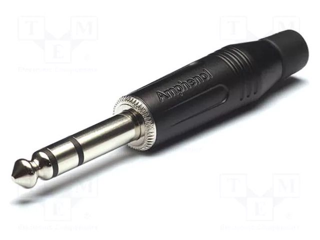 Connector: Jack 6,3mm; plug; male; stereo; ways: 3; straight; black AMPHENOL ACPS-GB-AUBULK