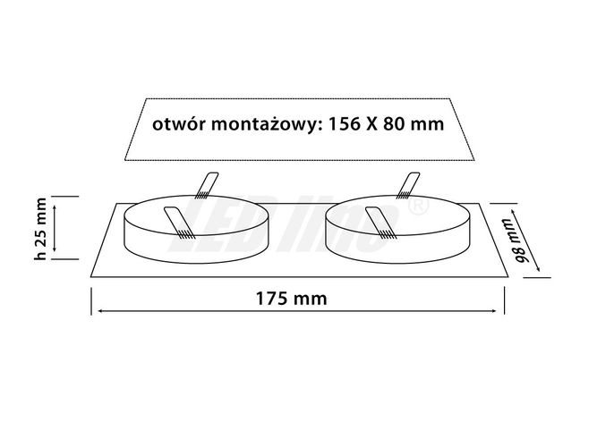 Sisseehitatav valgusti, ruudukujuline, reguleeritav, alumiiniumist, poleeritud hõbe x2, LED line 246340 5901583246340